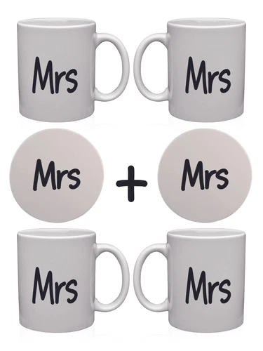GIFT SET - Mrs and Mrs Mugs With Coasters