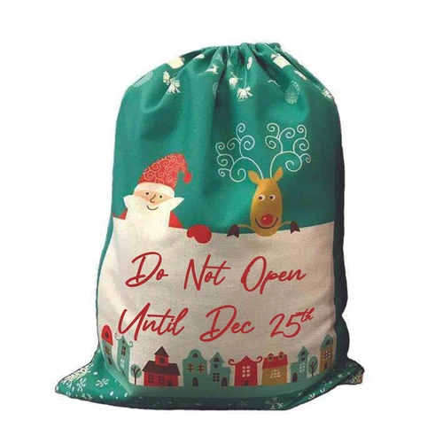 'Do Not Open Until Dec 25th' Green Christmas Sack