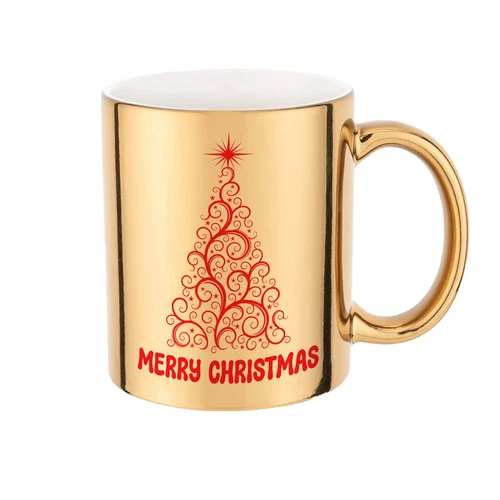 Christmas Tree on a Gold Mug