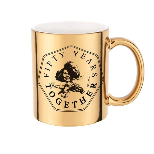 Gold 50th Wedding Anniversary Mug with any Photo