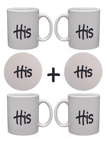 GIFT SET - His and His Mugs With Coasters