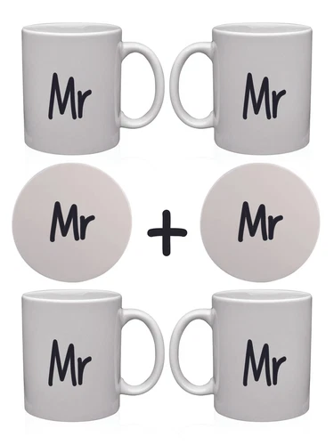 GIFT SET - Mr and Mr Mugs With Coasters