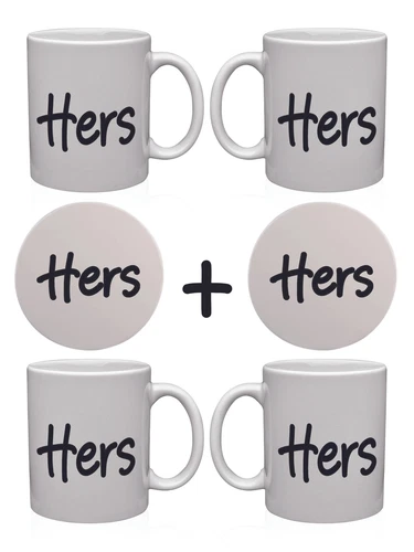 GIFT SET - Hers and Hers Mugs With Coasters