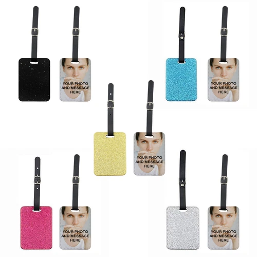 Glittery Black, Blue, Gold, Pink and Silver Luggage/Suitcase Tags with any Photo