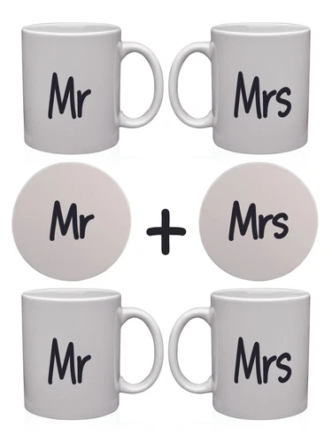 GIFT SET - Mr and Mrs Mugs With Coasters