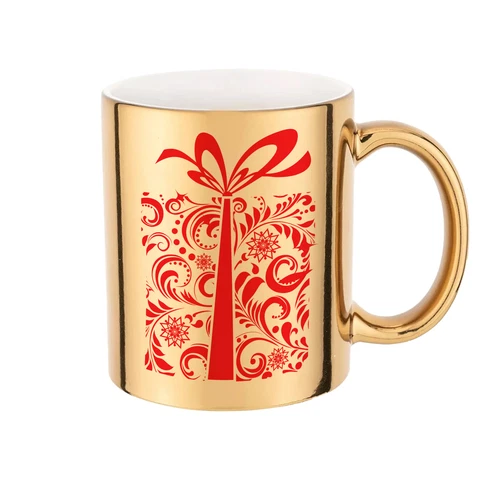 Christmas Present on a Gold Mug