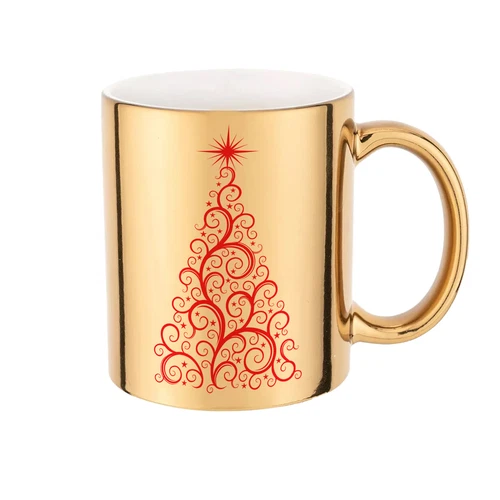 Christmas Tree on a Gold Mug